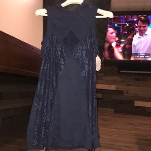 Blue lace accent dress